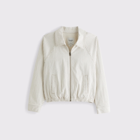 Женские куртки Abercrombie & Fitch Relaxed Linen-Blend Denim Bomber Jacket