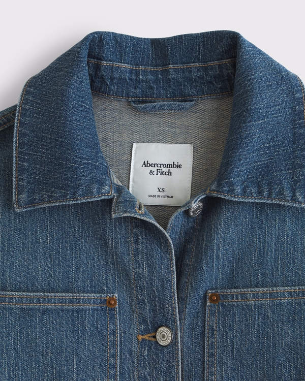 Women's Reworked Linen-Blend Denim Shirt Jacket | Women's Coats
