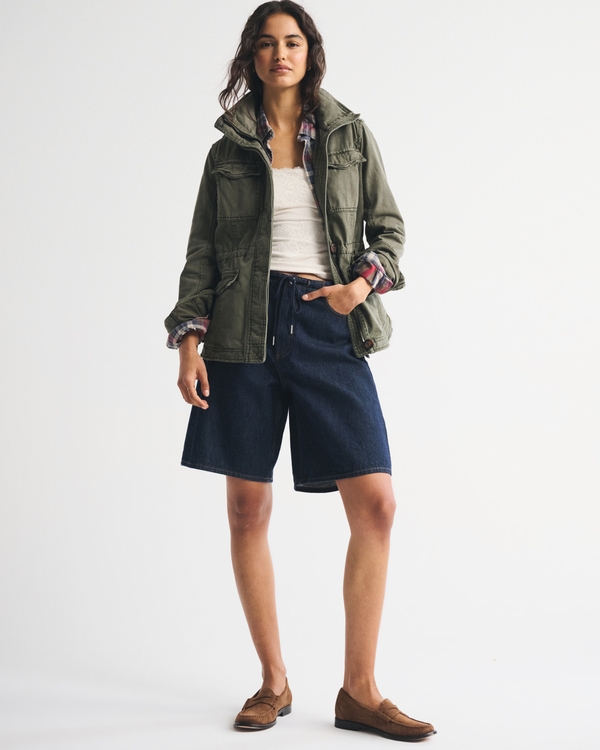 Slim Military Jacket, Natural Green view 2