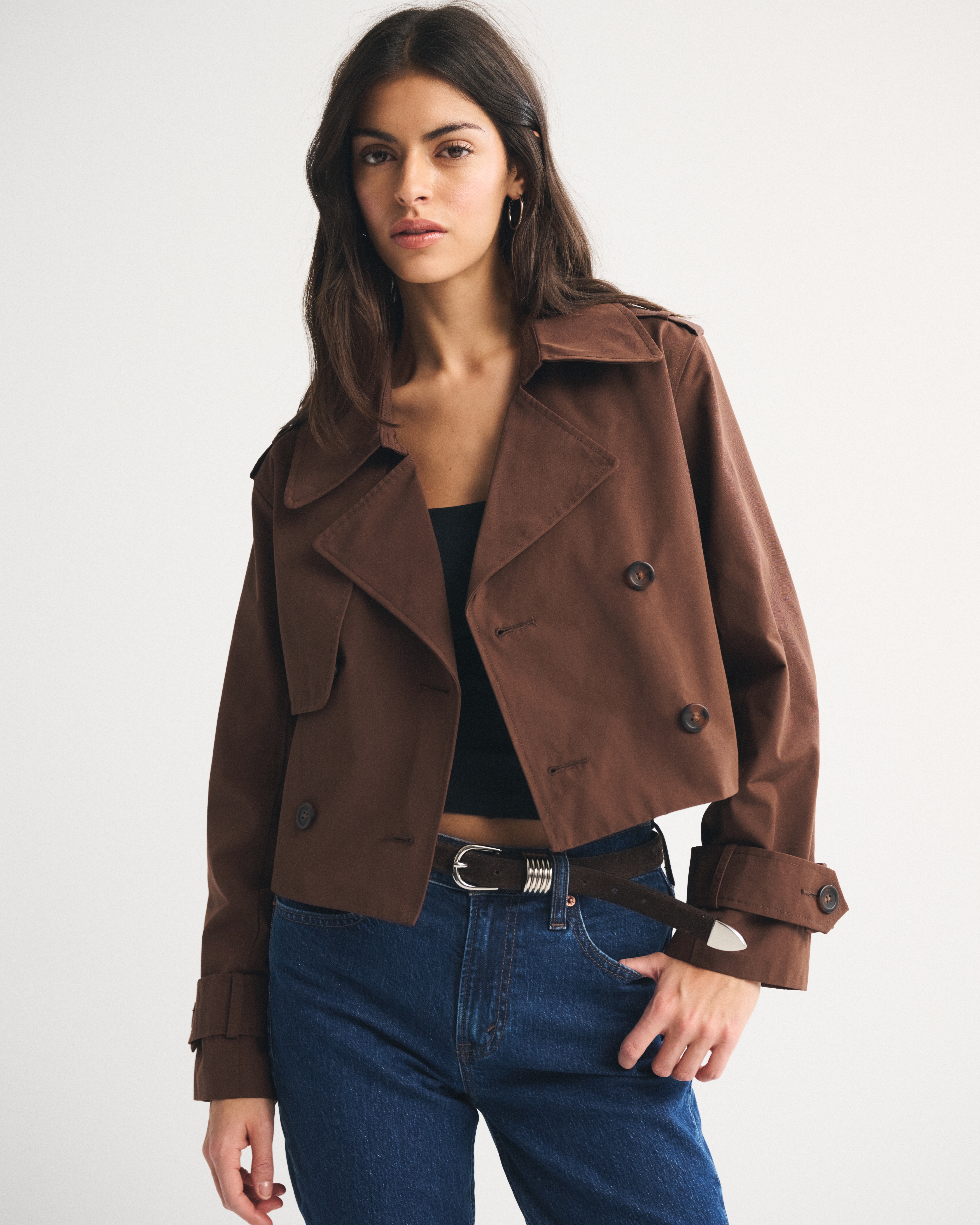Женские куртки Abercrombie & Fitch Cropped Trench Coat — фото 2