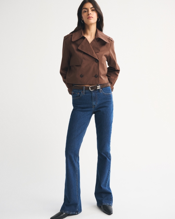 Cropped Trench Coat, Brown view 2