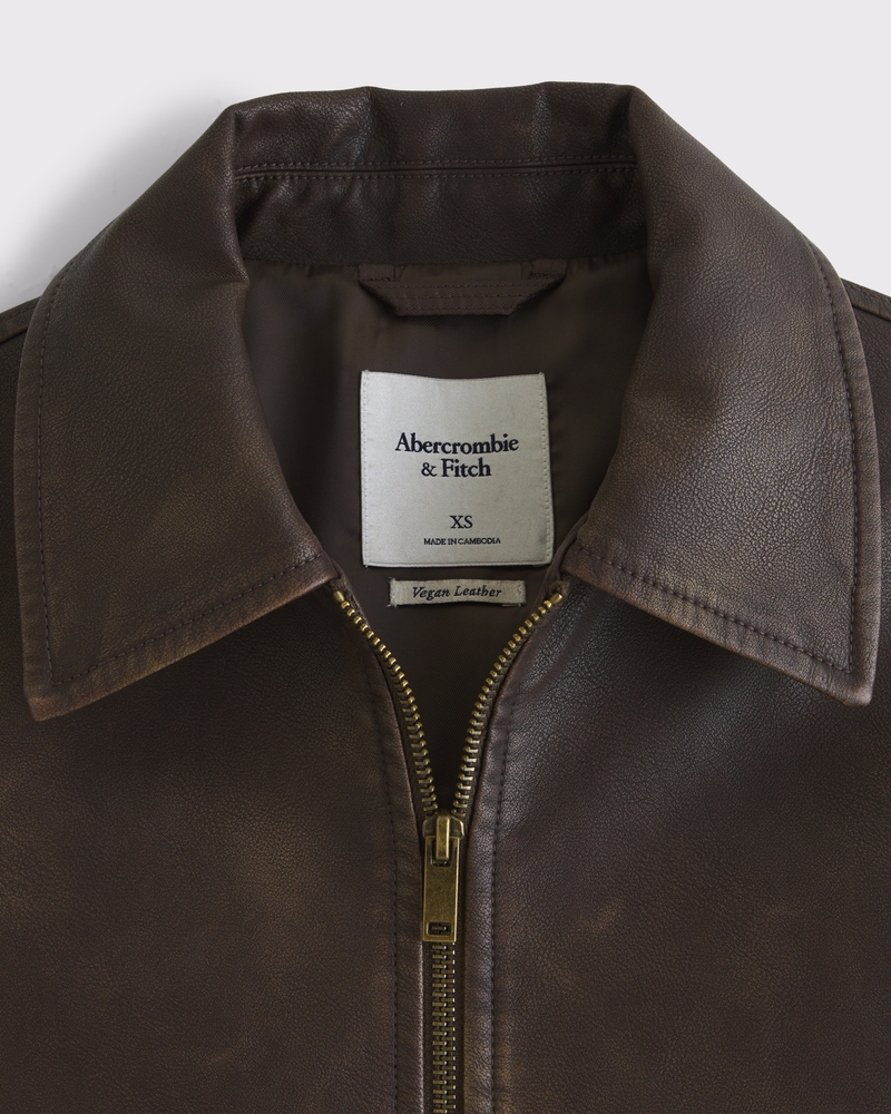 Women's Short Vegan Leather Utility Jacket | Women's Coats