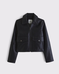 Short Vegan Leather Utility Jacket