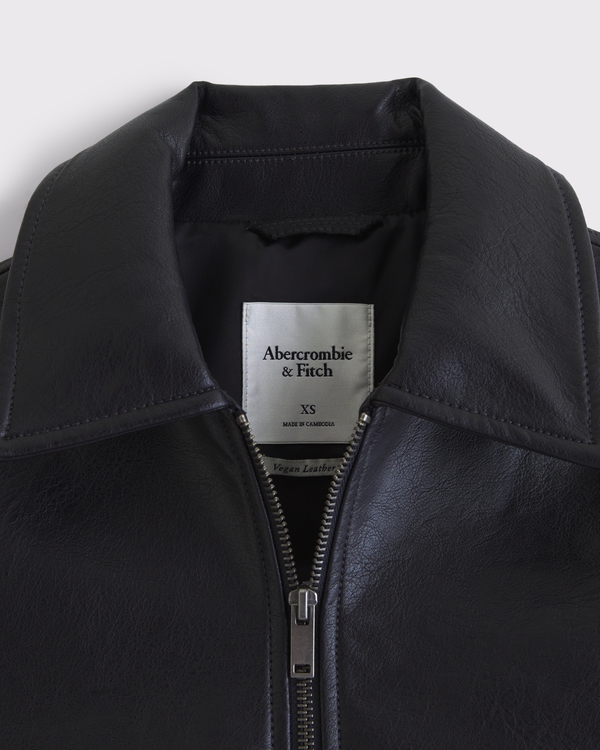 Women's Short Vegan Leather Utility Jacket | Women's Coats