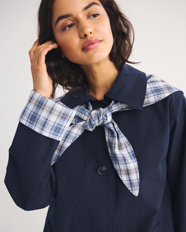 ジャケット・アウター ASKKY/GRUNGE OFFICER JACKET//RIBBON COAT Women's A-Line Removable Scarf Trench Coat | Women's Coats