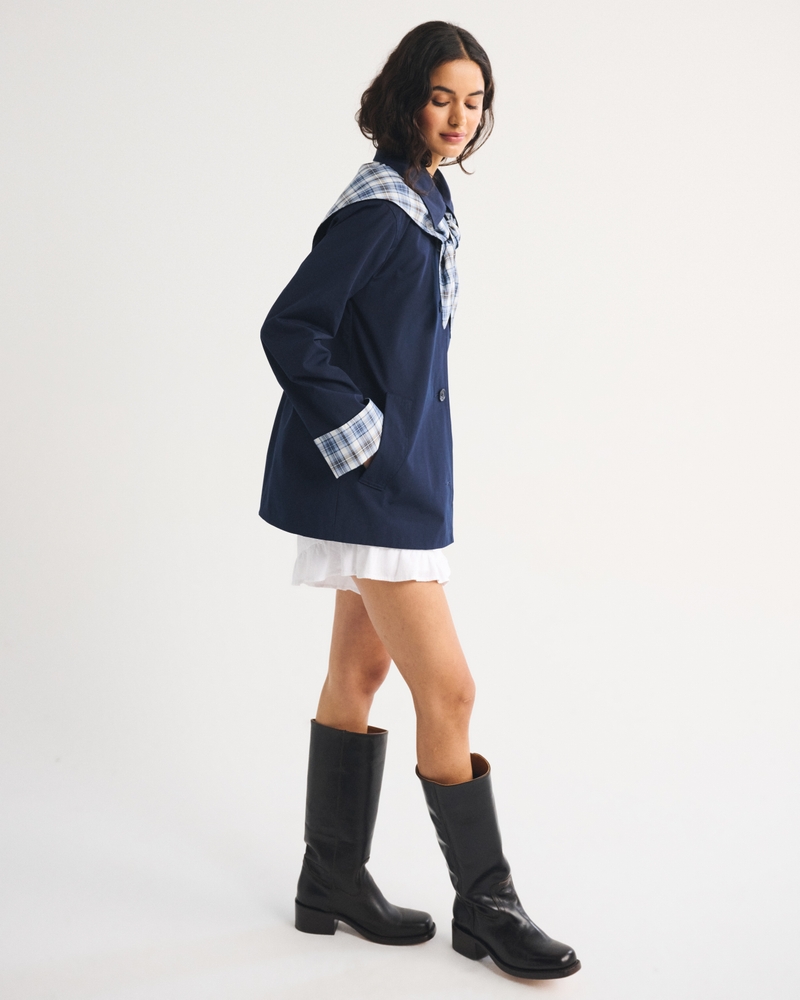 A-Line Removable Scarf Trench Coat - thumbnail 4