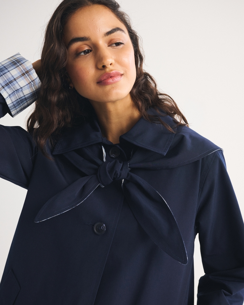 A-Line Removable Scarf Trench Coat - thumbnail 6