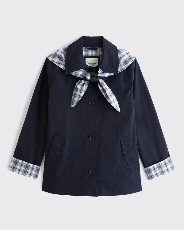 A-Line Removable Scarf Trench Coat