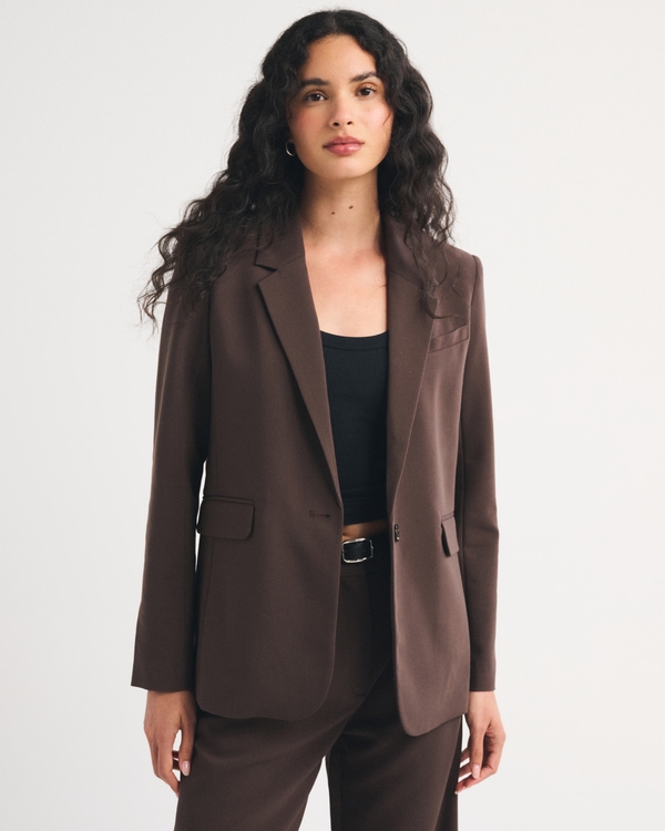 Classic Suiting Blazer, Dark Coffee view 1