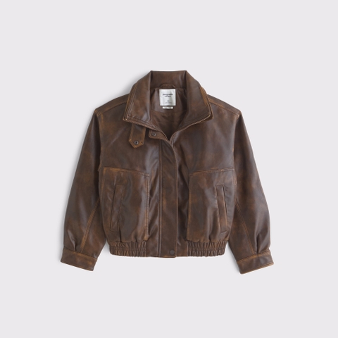 Женские куртки Abercrombie & Fitch Funnel Neck Vegan Leather Bomber Jacket