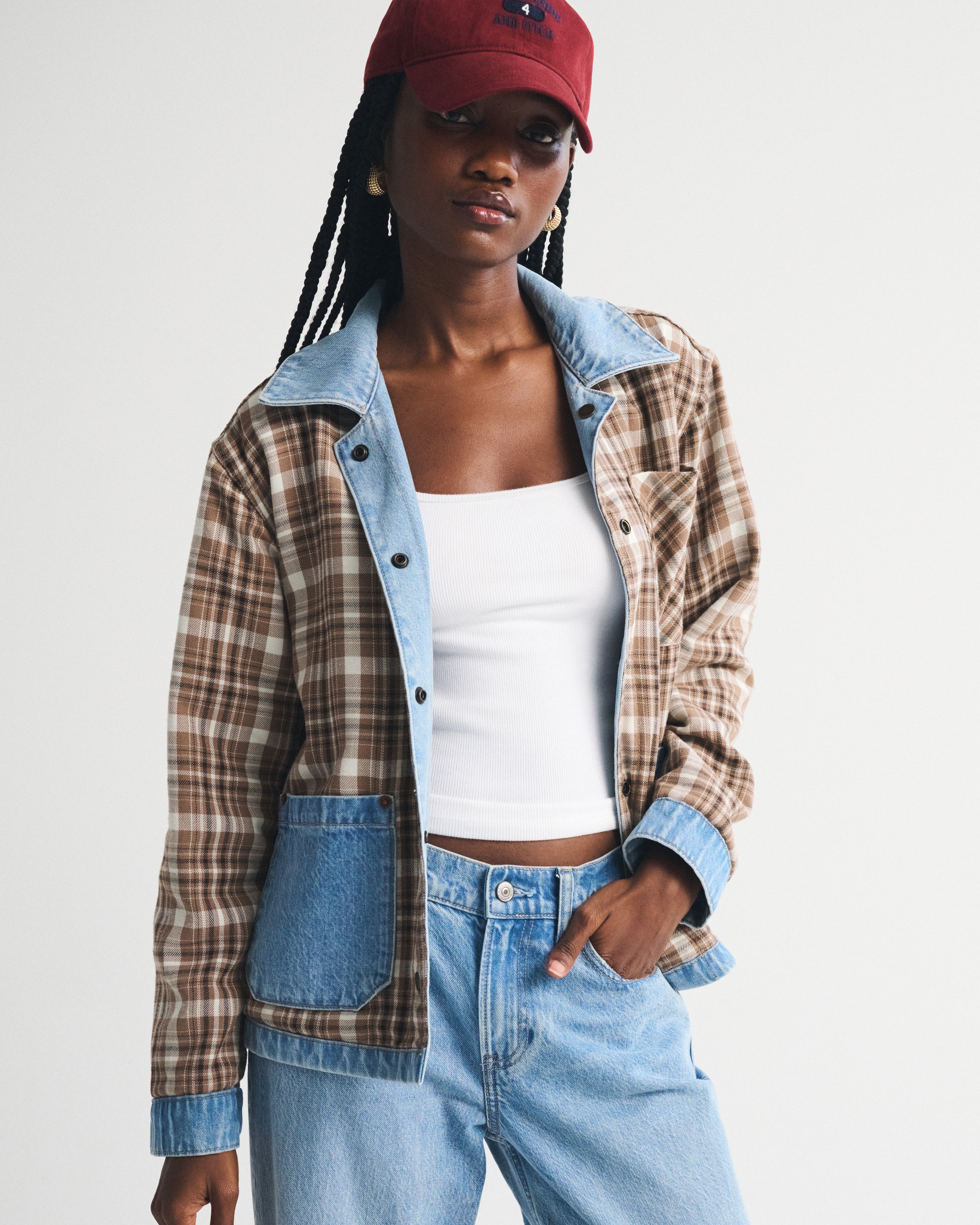 Женская куртка Abercrombie & Fitch Reversible Denim Shirt Jacket, цвет: Светлая варка — фото 3