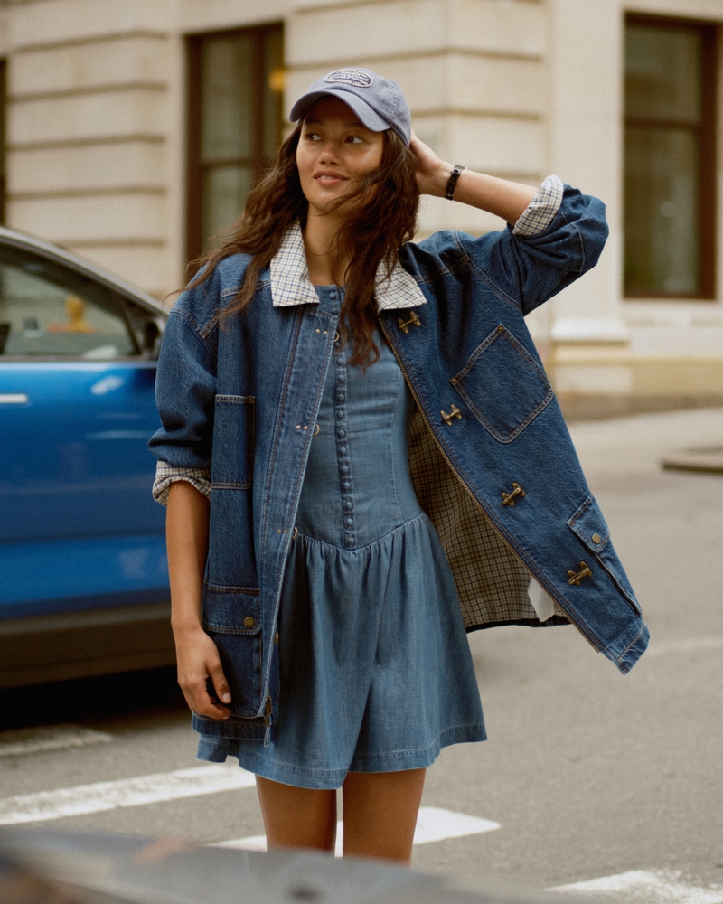 Mid-Length Denim Barn Jacket - thumbnail 7