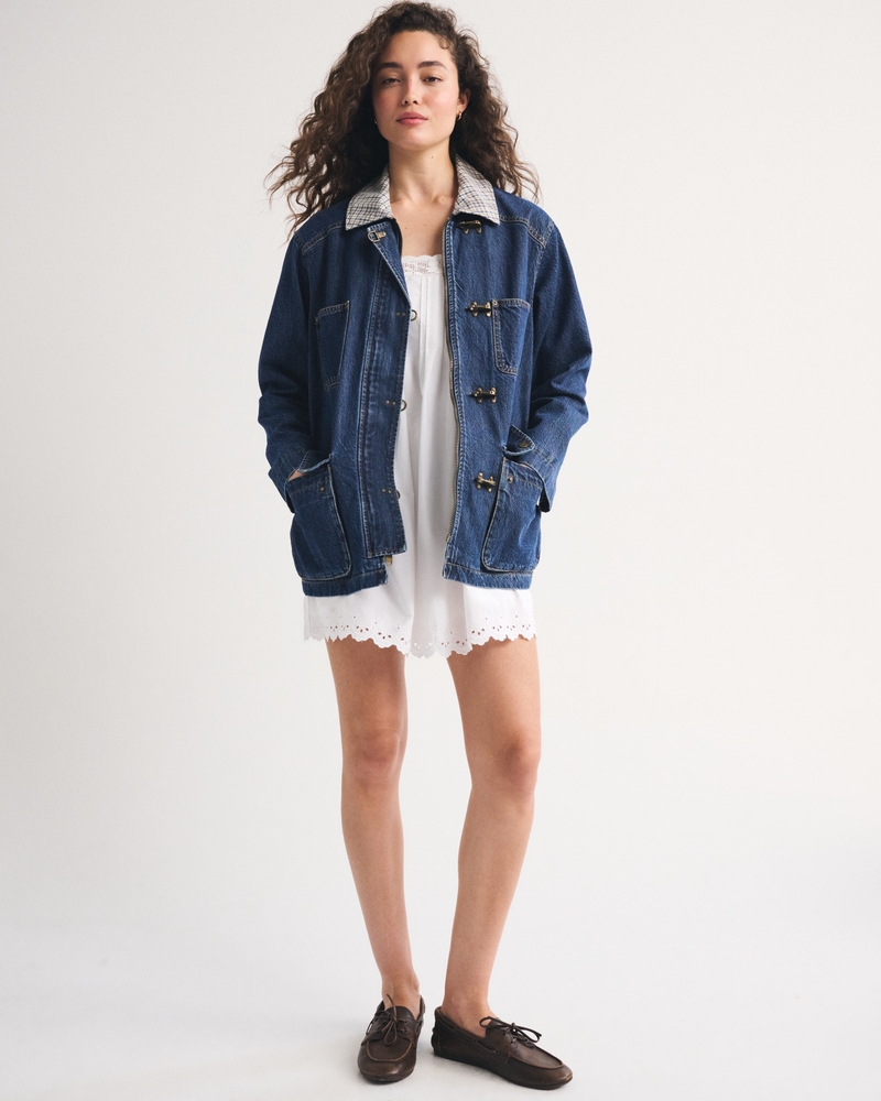 Mid-Length Denim Barn Jacket - thumbnail 8