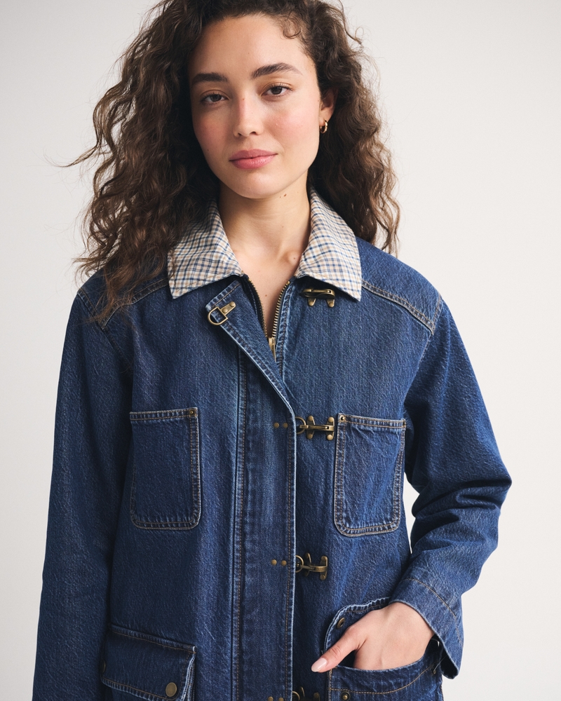 Mid-Length Denim Barn Jacket - thumbnail 9