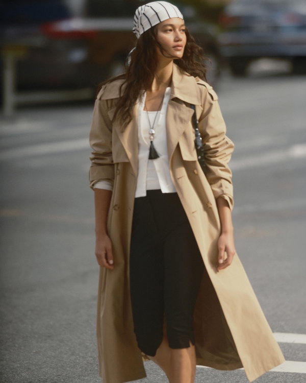 A&F Carrie Long Trench Coat, Caramel view 1