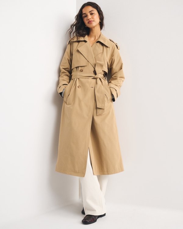 A&F Carrie Long Trench Coat, Caramel view 2