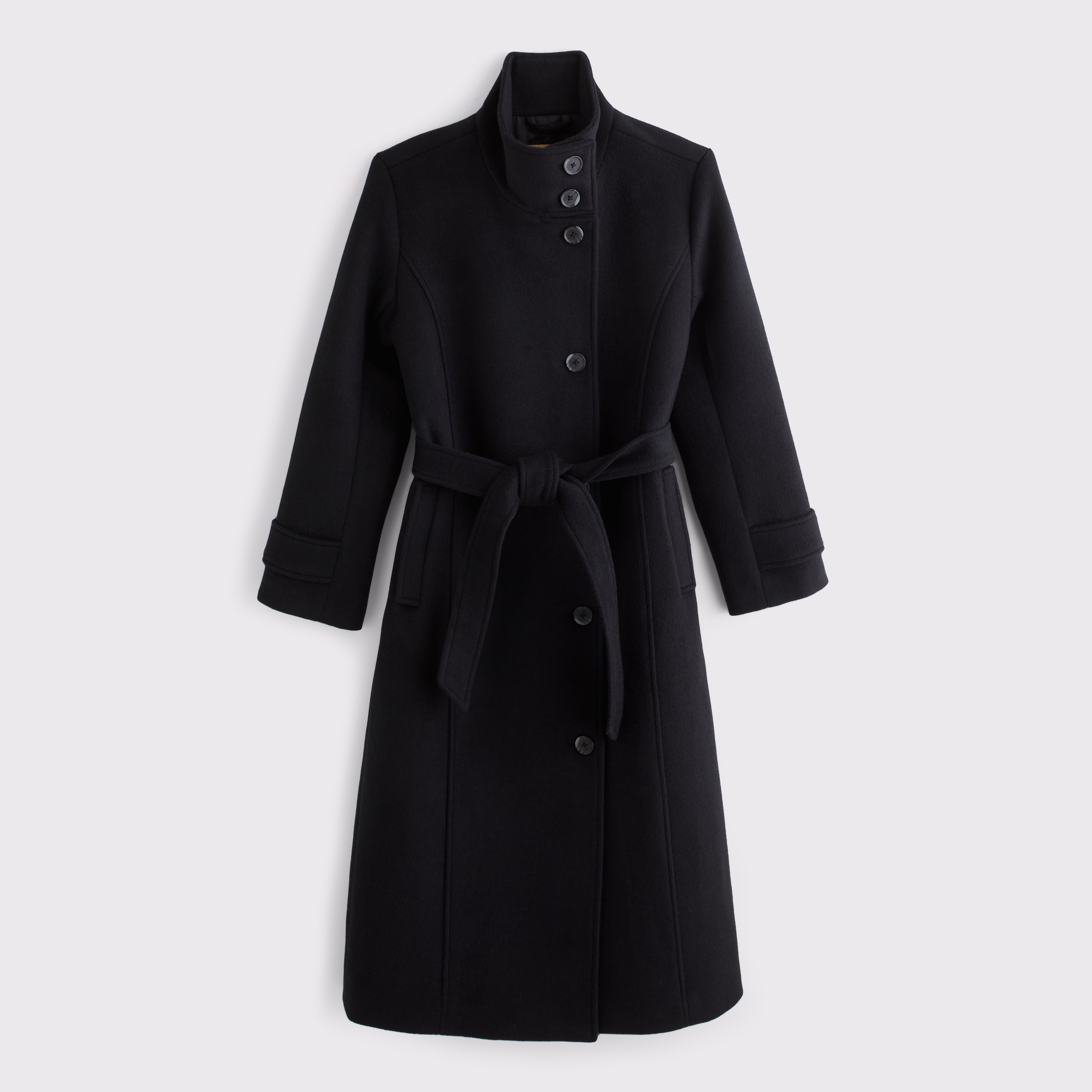 Женское пальто Abercrombie & Fitch Wool-Blend Funnel Neck Long, цвет: Чёрный