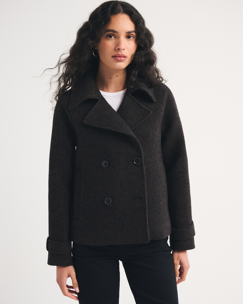 A&F Carrie Short Wool-Blend Trench Coat - thumbnail 2