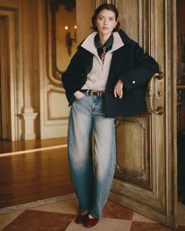 A&F Carrie Short Wool-Blend Trench Coat