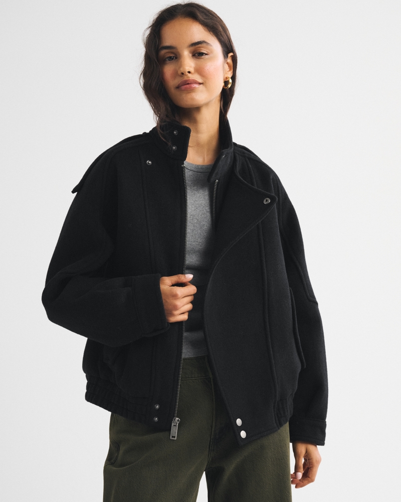 A&F West Village Wool-Blend Bomber Jacket - thumbnail 2