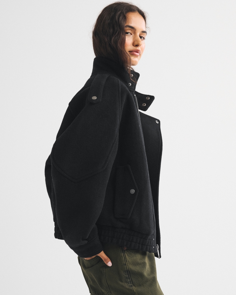 A&F West Village Wool-Blend Bomber Jacket - thumbnail 4
