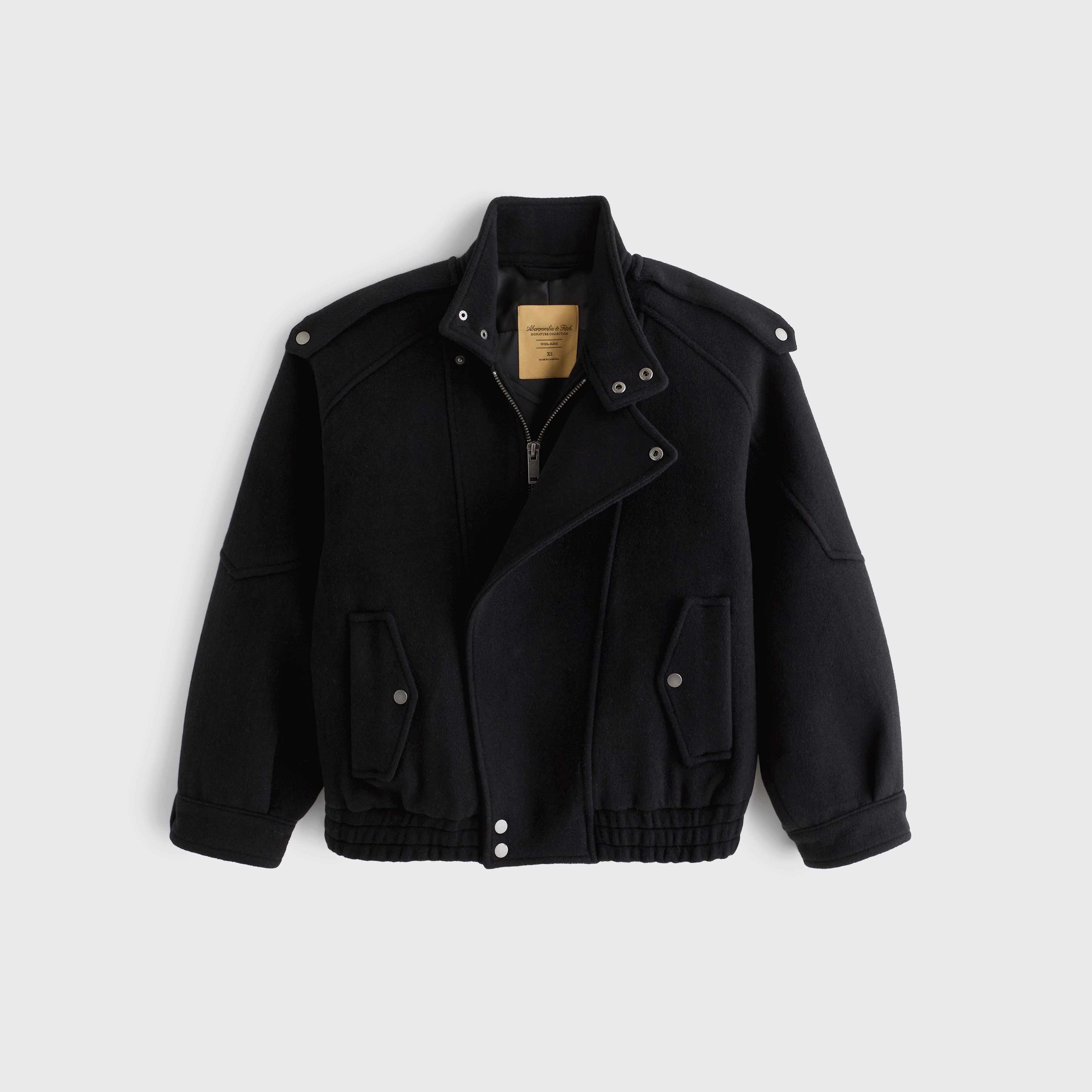 Куртка-бомбер Abercrombie & Fitch West Village из шерстяной смеси, цвет: Чёрный