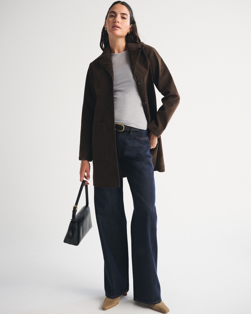 Longline Vegan Suede Jacket