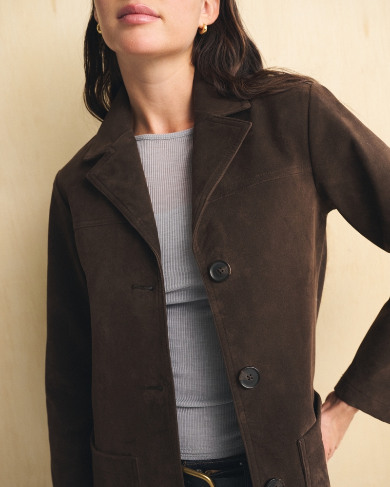 Longline Vegan Suede Jacket - thumbnail 3