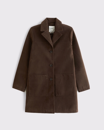 Longline Vegan Suede Jacket