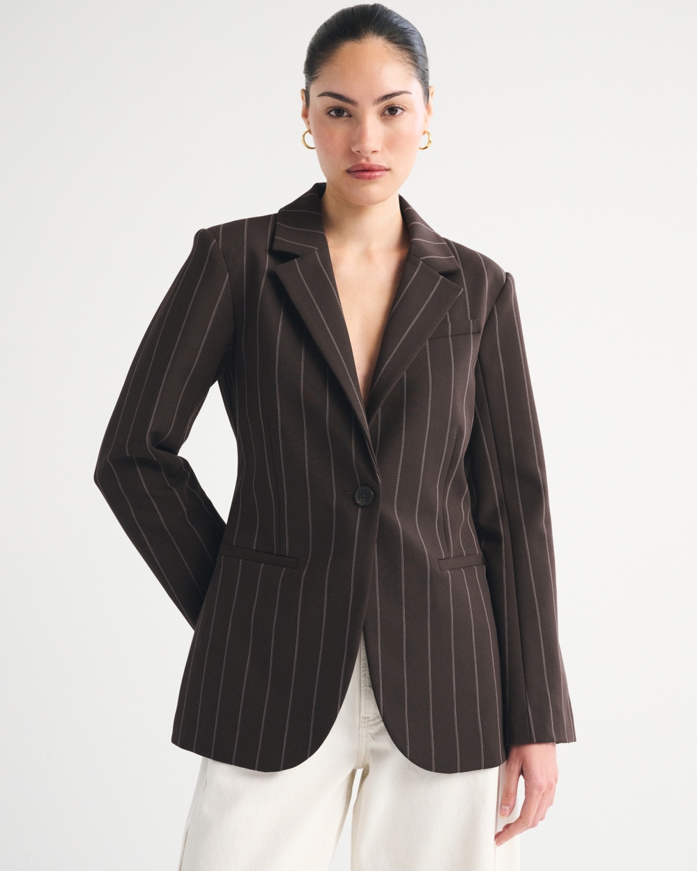 Nipped-Waist Suiting Blazer