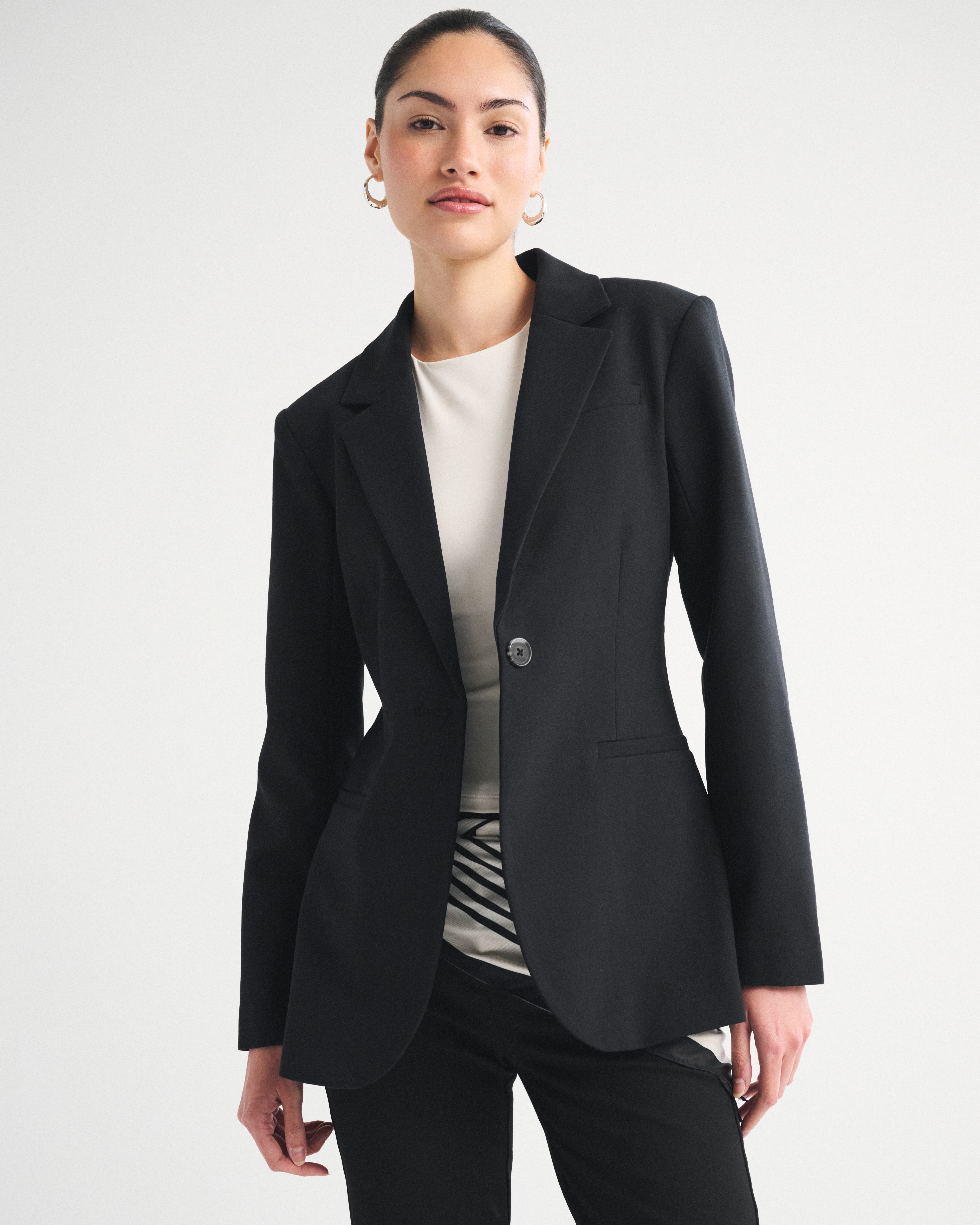 Nipped-Waist Suiting Blazer