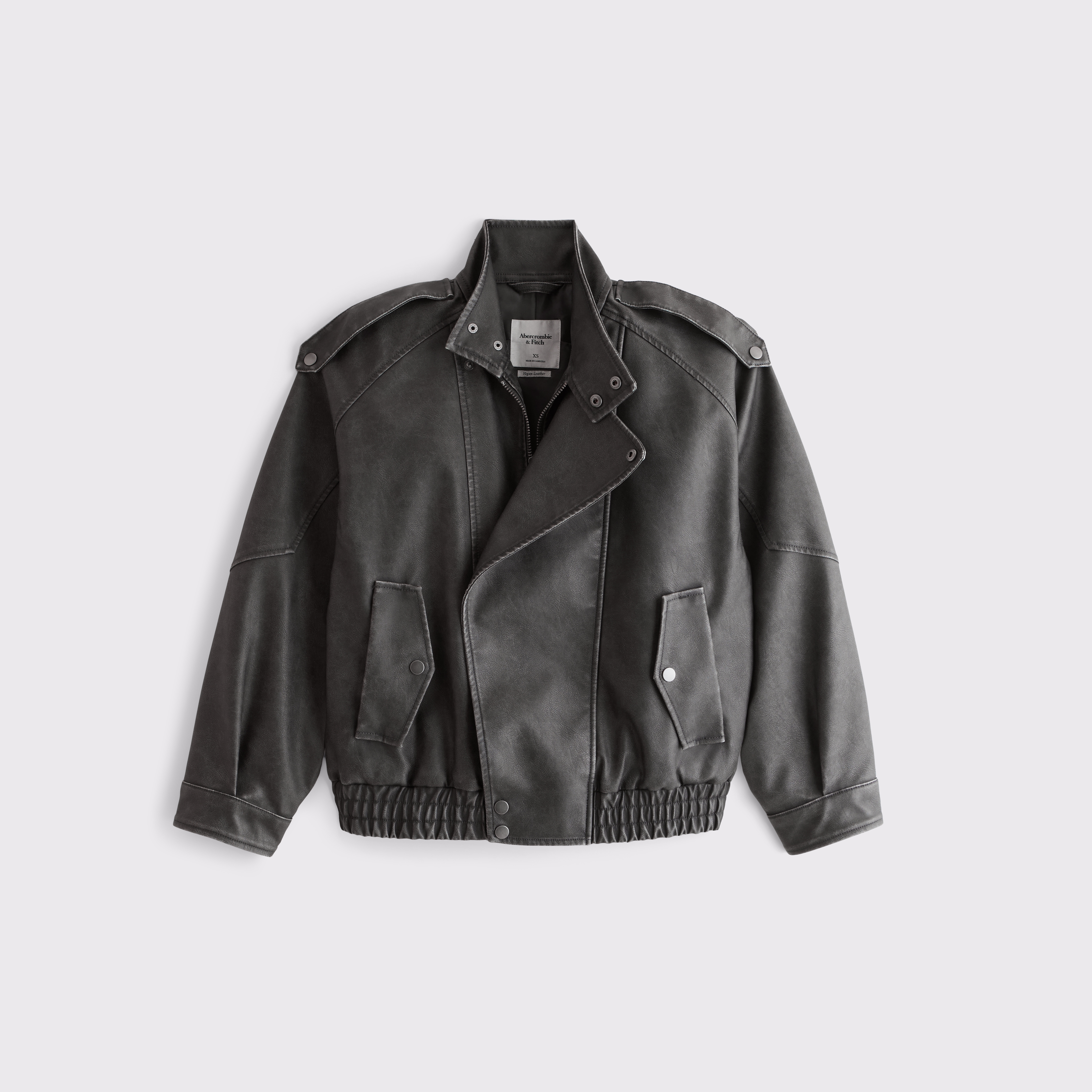 A&F West Village Vegan Leather Bomber Jacket