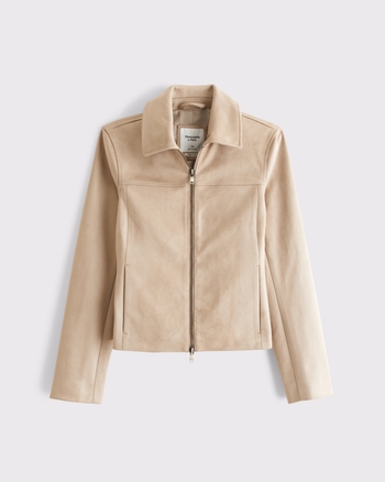 Slim Zip Vegan Suede Jacket