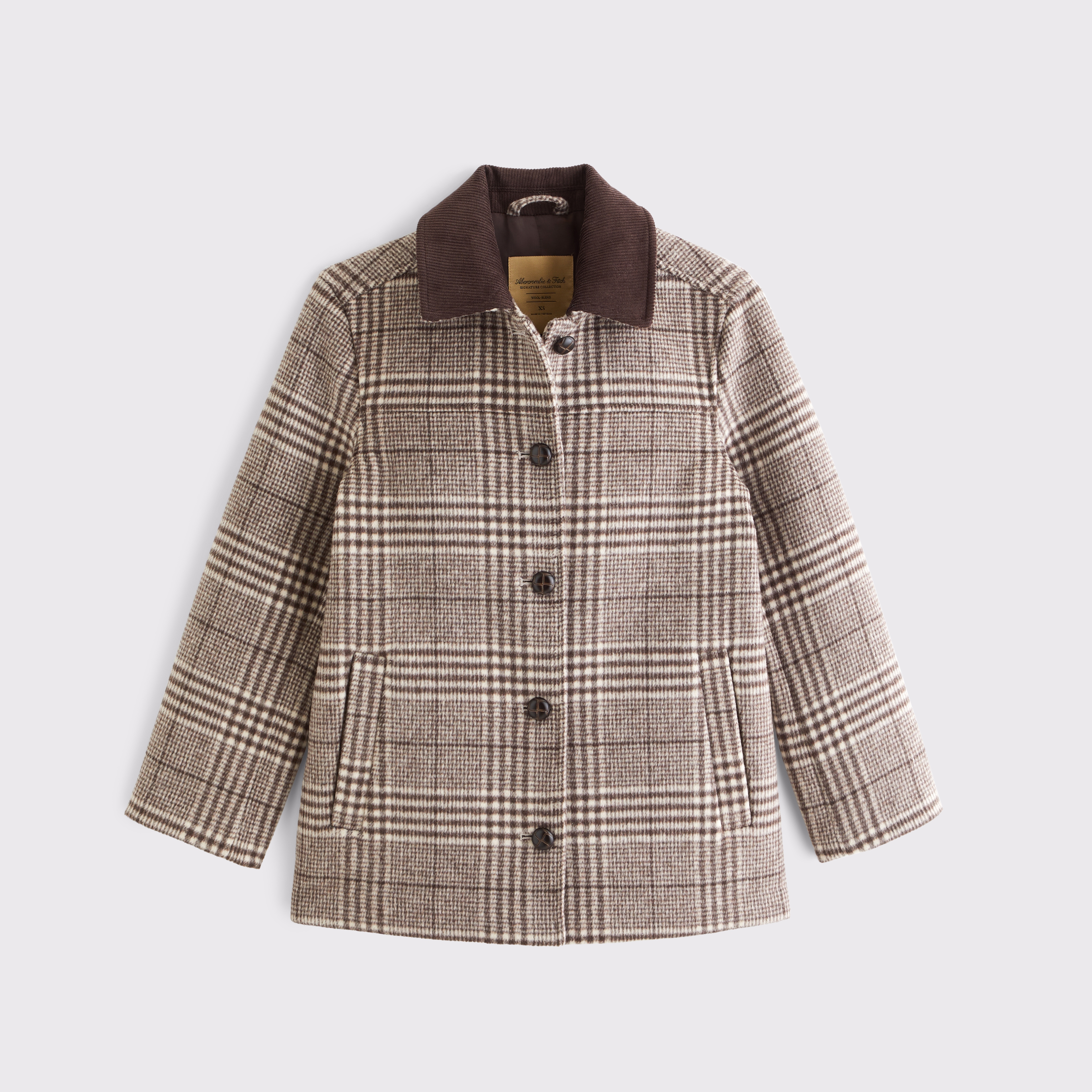 Женская куртка Abercrombie & Fitch Wool-Blend Barn, цвет: Коричневый клетчатый — фото 1