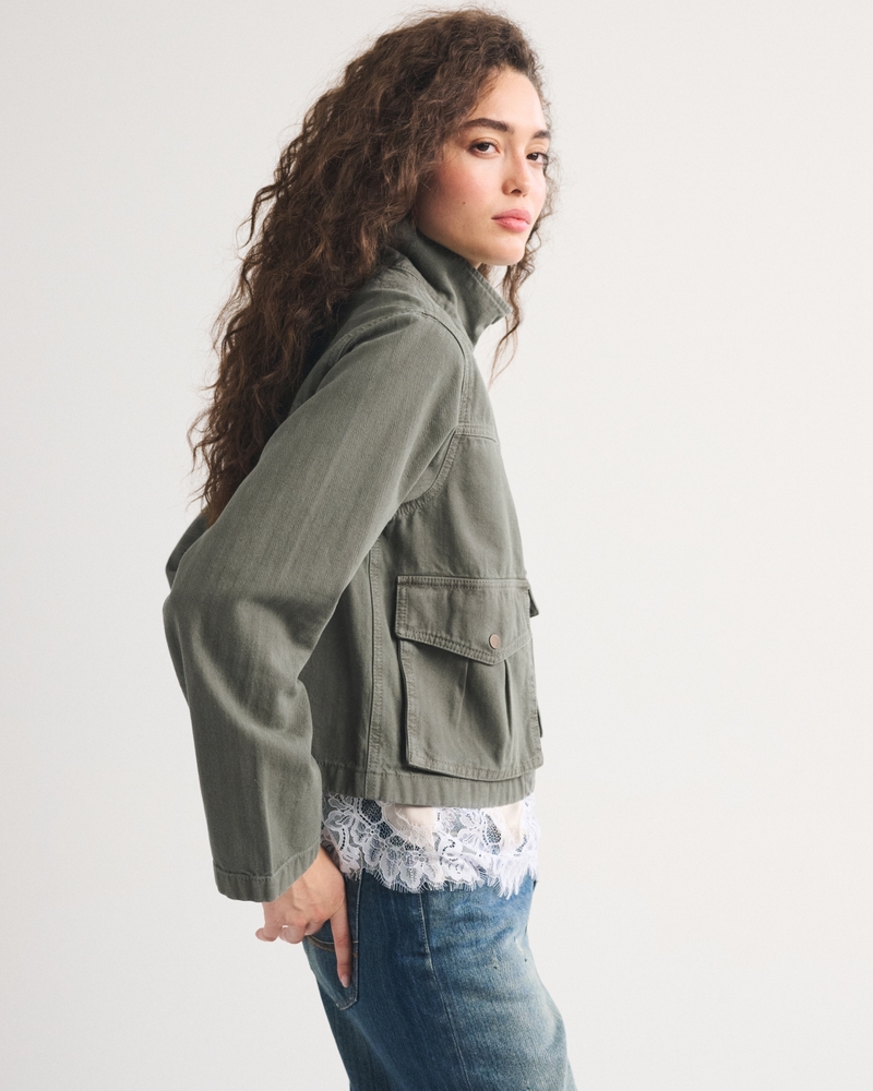 Mock Neck Denim Barn Jacket - thumbnail 10