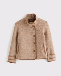 Funnel Neck Wool-Blend Short Coat