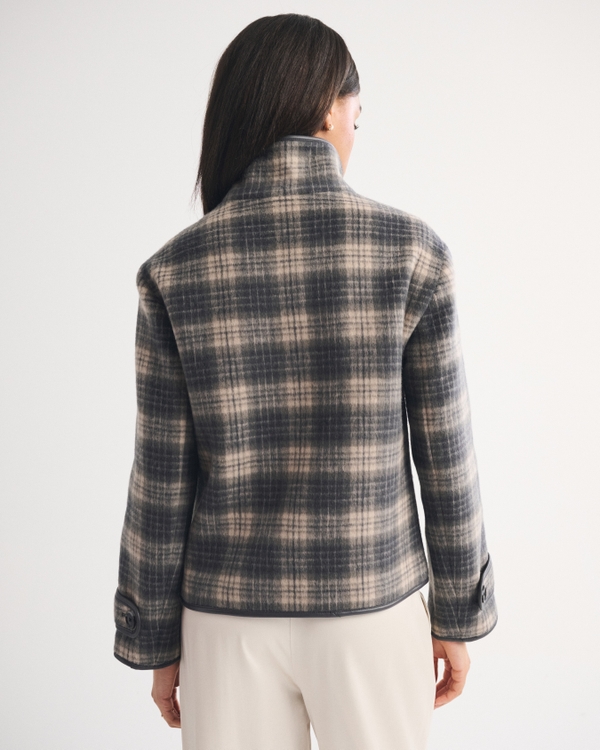 Funnel Neck Wool-Blend Short Coat