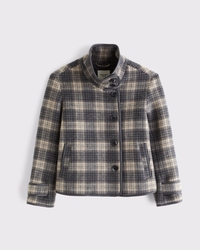 Funnel Neck Wool-Blend Short Coat