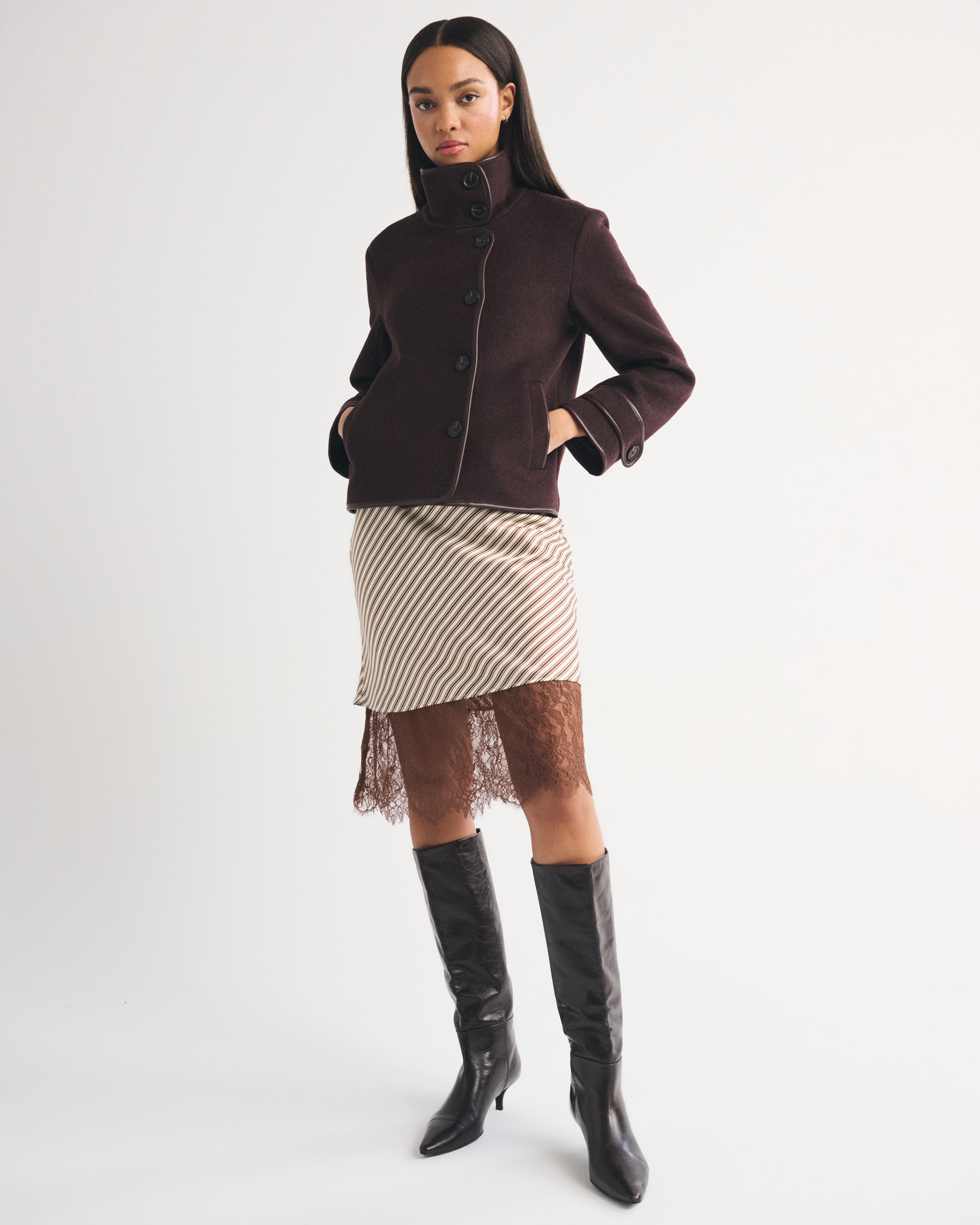 Женские куртки Abercrombie & Fitch Funnel Neck Wool-Blend Short Coat — фото 3