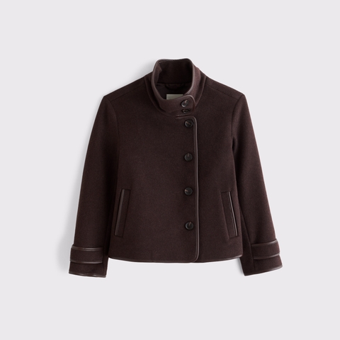 Женские куртки Abercrombie & Fitch Funnel Neck Wool-Blend Short Coat