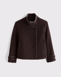 Funnel Neck Wool-Blend Short Coat