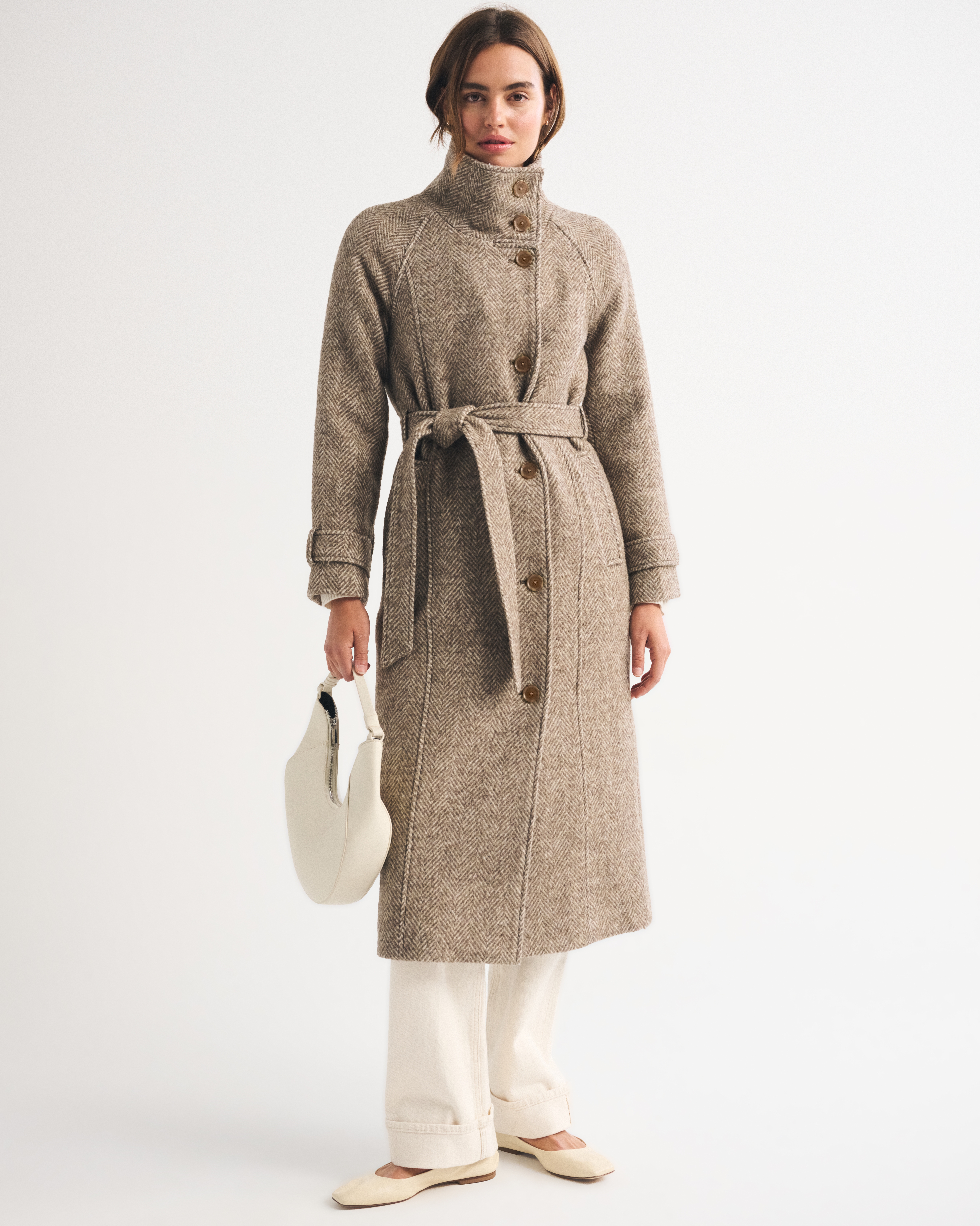 Женские куртки Abercrombie & Fitch Funnel Neck Wool-Blend Long Coat — фото 2