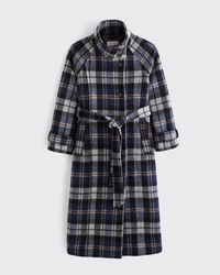 Funnel Neck Wool-Blend Long Coat