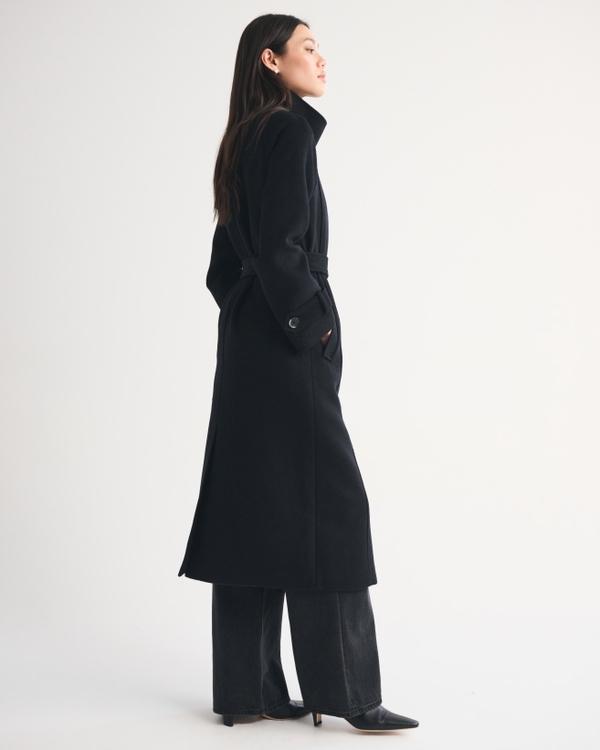 Women's Funnel Neck Wool-Blend Long Coat | Women's Clearance