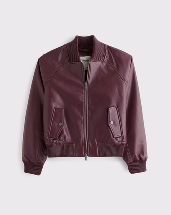 Vegan Leather Shrunken Military Bomber Jacket from Abercrombie & Fitch - $130
