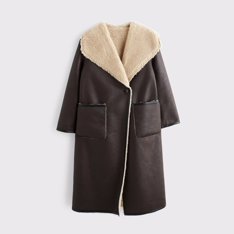 Женские куртки Abercrombie & Fitch Reversible Vegan Shearling Long Coat