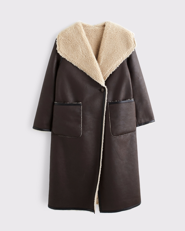 ぺんあーさー ワイコ Women's Reversible Vegan Shearling Long Coat | Women's Clearance