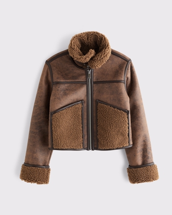Mockneck Shearling Short Coat from Abercrombie & Fitch - $170