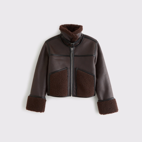 Женские куртки Abercrombie & Fitch Mockneck Shearling Short Coat