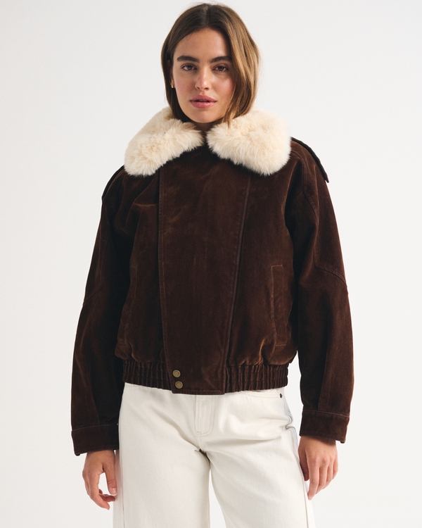 Convertible Flocked Denim Bomber Jacket